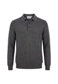 Vercate - Poloshirt, Kaschmirmischung, Langarm, dunkelgrau - Dunkelgrau