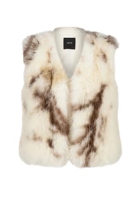 zero - Kunstfell-Weste mit Animalprint - Cream/Brown