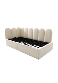 KOMHTOM - Kinderbett 90x200 cm mit Metall-Lattenrost in Beige - Beige