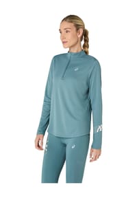 asics - Langarmshirt, Troyer, für Damen - FOGGY TEAL