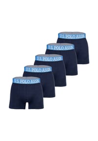 U.S. POLO ASSN. - Herren Boxershorts, 5er Pack - Trunks, Logo, Baumwoll-Stretch - Blau