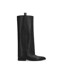 Kazar - Hohe Stiefel aus Naturleder mit breitem Schaft und verstecktem Keilabsatz - Schwarz
