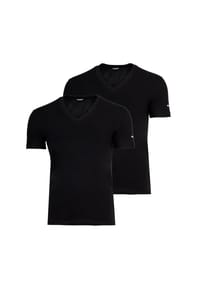 DSQUARED2 - Herren T-Shirts, 2er Pack - Twin Pack V-Neck T-Shirt, V-Ausschnitt, Cotton Stretch - Schwarz