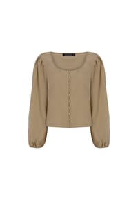 freshlions - Langarmbluse Amara im klassischen Design - Brown