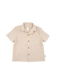 maximo® - GOTS MINI BOY-Hemd, Kragen kurzer Arm, Musselinstoff - altindigo-weiß-streifen