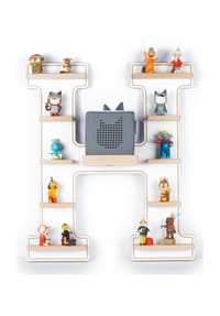 VCM. - My Home - Kinderregal Buchstabe H | hängend für Toniebox und Tonie Figuren | platzsparendes Regal | H. 54 x B. 46 x T. 19 cm | Wandregal Musikbox Figuren Aufbewahrung Magneteinsätzen | Aufbewahrungsregal Holz - Grau