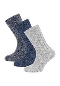 normani® - 3 Paar Kinder Norwegersocken mit Schafwolle - Marine/Hellgrau/Dunkelgrau