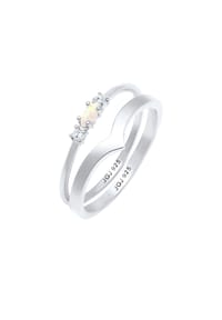 elli. - Ring Set Marquise Opal Zirkonia Dreieck 925 Silber - Gold