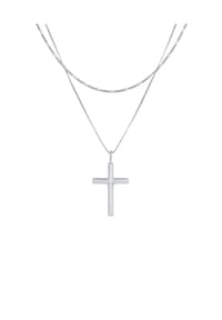 KUZZOÍ - Halskette Herren Layer Kreuz Religion 925 Silber - Gold
