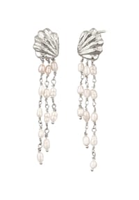 HAZE & GLORY - Ohrringe Ohrhänger Lang Mit Süßwasserzuchtperlen Weiß 925 Sterling Silber - Gold