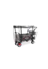 Pinolino® - Klappbollerwagen 'AddPlus' mit Bremse, grau meliert, inkl. Regenschutz - schwarz