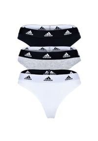adidas - Damen Strings, 3er Pack - Thong 3PK, Unterwäsche, Cotton Stretch, Logo, uni - Schwarz