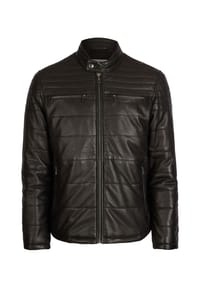 bugatti - Lederjacke BUBOSLEY mit Stehkragen - Schwarz
