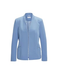 GOLDNER - Blazer mit feinen Kontrastpaspeln - taubenblau