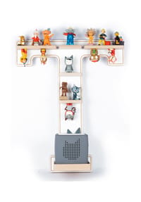 VCM. - My Home - Kinderregal Buchstabe T | hängend für Toniebox und Tonie Figuren | platzsparendes Regal | H. 54 x B. 45 x T. 19 | Wandregal Musikbox und Figuren Aufbewahrung Magneteinsätzen | Aufbewahrungsregal Holz - Grau