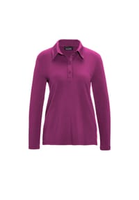 GOLDNER - Langarm Poloshirt mit Schmuckband an Knopfleiste - cremeweiß