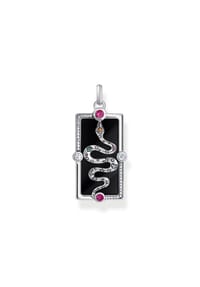 Thomas Sabo COSMIC AMULET - Kettenanhänger Schlange mit schwarzer Kaltemaille und bunten Steinen - silberfarben, schwarz