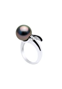 Pearls & Colors - Ring, Weißgold mit Tahiti-Perle, 10-11 mm - Weißgold/Tahiti Color