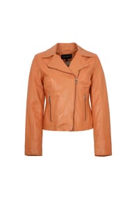JILANI - Damen Lederjacke Bikerjacke Lammnappa pumpkin orange - pumpkin