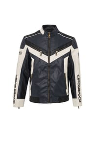 CIPO & BAXX® - Bikerjacke CM230 Motorrad-Look mit sportlichem Design - NAVY-WHITE