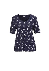 GOLDNER - Topmodisches Shirt mit glänzendem Druck - marine / silber