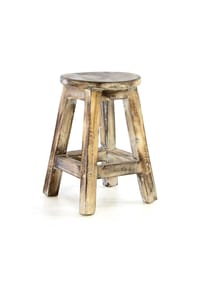 VCM. - Vintage Hocker | braun geflammt massiv Holz | Sitzhocker Blumentisch | Maße Sitzfläche 25cm x 40cm hoch - Braun