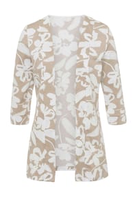 Sieh an! - Long-Shirtjacke - beige-weiß-bedruckt