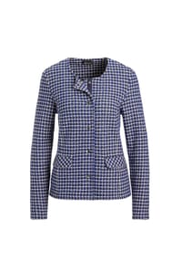 GOLDNER - Kurzgröße:  Elegante Karo-Jacke mit Glanzeffekten - royalblau / weiß / gemustert
