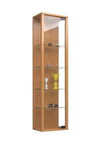 VCM. - Glasvitrine hängend | Vitrine Glas mit ESG-Sicherheitsglas | Maße ca. H. 115 x B. 33 x T. 18 cm| Hängevitrine Glas | Modern und platzsparend | Glas Vitrinenschrank - Stano Mini - 