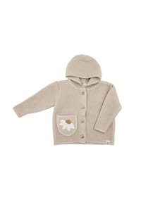 maximo® - GOTS BABY GIRL-Strickjacke, Margerite, Tasche,Kapuze, Knöpfe - beigemeliert