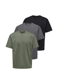 ONLY & SONS - T-Shirt 3er Pack Onsfred - Beige / Dunkelgrau / taupe