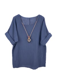 Seasons of April - Bluse VANESSA MUSSELIN OVERSIZED Damen Musselinbluse, leicht & luftig, inkl. individueller Kette - Beige