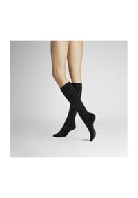 Hudson - Kniestrümpfe "Winter Plait", Wollanteil, Zopfstrick, für Damen - 0005 BLACK