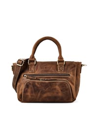 GREEN BURRY Vintage - Vintage Handtasche Leder 34 cm - braun
