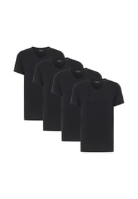 MUSTANG® - Herren T-Shirts, 4er Pack - Amado, Bio-Baumwolle, Single Jersey, V-Ausschnitt - Schwarz