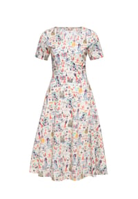 QUEEN KEROSIN - A-Linien-Kleid mit Paris-Artwork Paris - beige