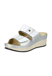 ViTAL® - Leder Pantoletten - Silber/Weiß
