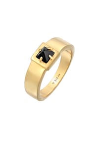KUZZOÍ - Ring Herren Bandring Onyx Pyramide 925 Silber - Gold