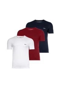 BOSS - Herren T-Shirt, 3er Pack - Classic, Rundhals, Kurzarm, Baumwolle - Blau/Rot/Weiß