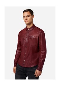 RICANO - Herren Lederhemd - Reverse Shirt, wendbares Lederhemd - Schwarz