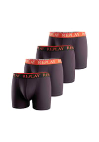 REPLAY - Herren Boxer Shorts, 4er Pack - Trunks, Cotton Stretch - Blau/Schwarz