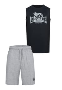 LONSDALE™ - Herren ärmelloses T-Shirt & Shorts Set normale Passform CLAREMORRIS - Black/Marl Grey