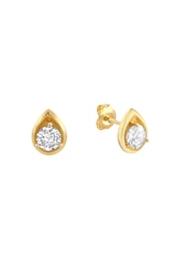 zeeme BASIC - Ohrringe 925/- Sterling Silber 2 Zirkonia - gelb