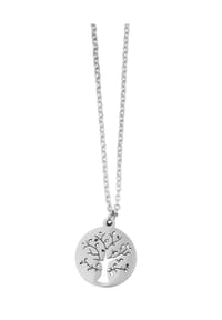 Adelia's Bold Style - Halskette mit Anhänger – Lebensbaum aus Edelstahl - silber