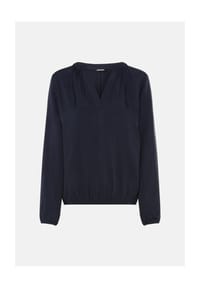 olsen - Bluse mit Tunikaausschnitt und langen Ärmeln - Dark Navy