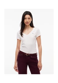 TOMMY Jeans - T-Shirt, V-Ausschnitt, für Damen - BDS  BLACK