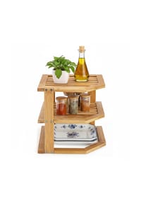 Cheffinger - Küchenregal 3-stöckig, Gewürzregal & Organizer - stabil & platzsparend - Braun 25 x 25 x 27 cm
