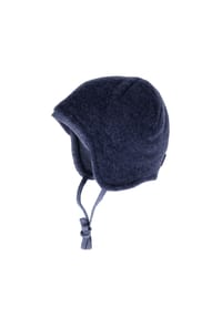 maximo® - GOTS BABY-Mütze, Wollfleece  Jerseyfutter, Bindeband - beigemeliert