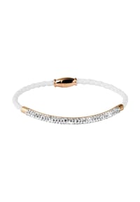 Adelia's Bold Style - Armband – Lederarmband aus Leder mit Strass Steinchen 19 cm - weiß