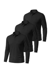 normani® - 3er Set Herren Langarm Poloshirt Lyroe - Anthrazit